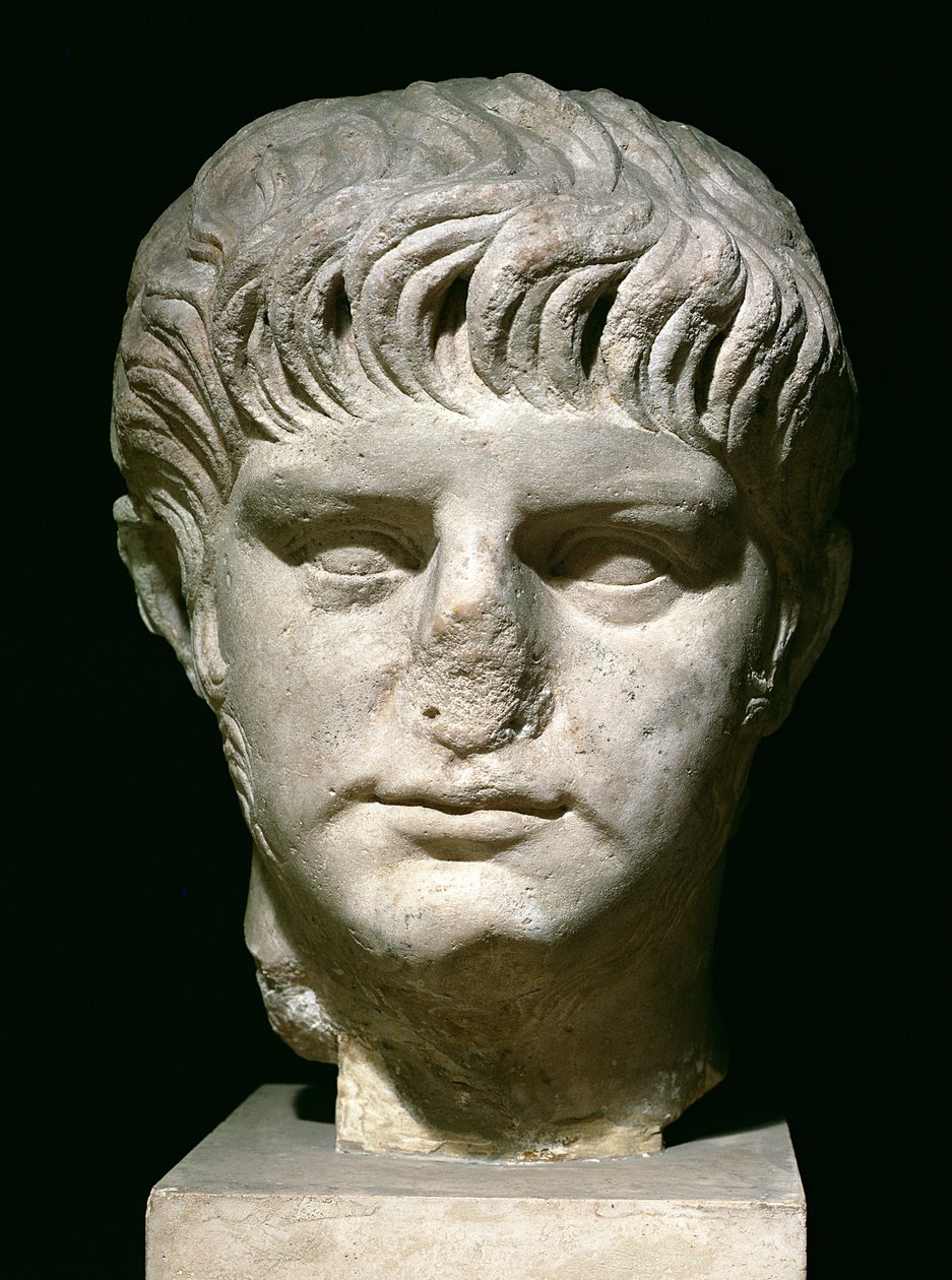 Head of Nero (37-68 AD) (marmor) af Roman