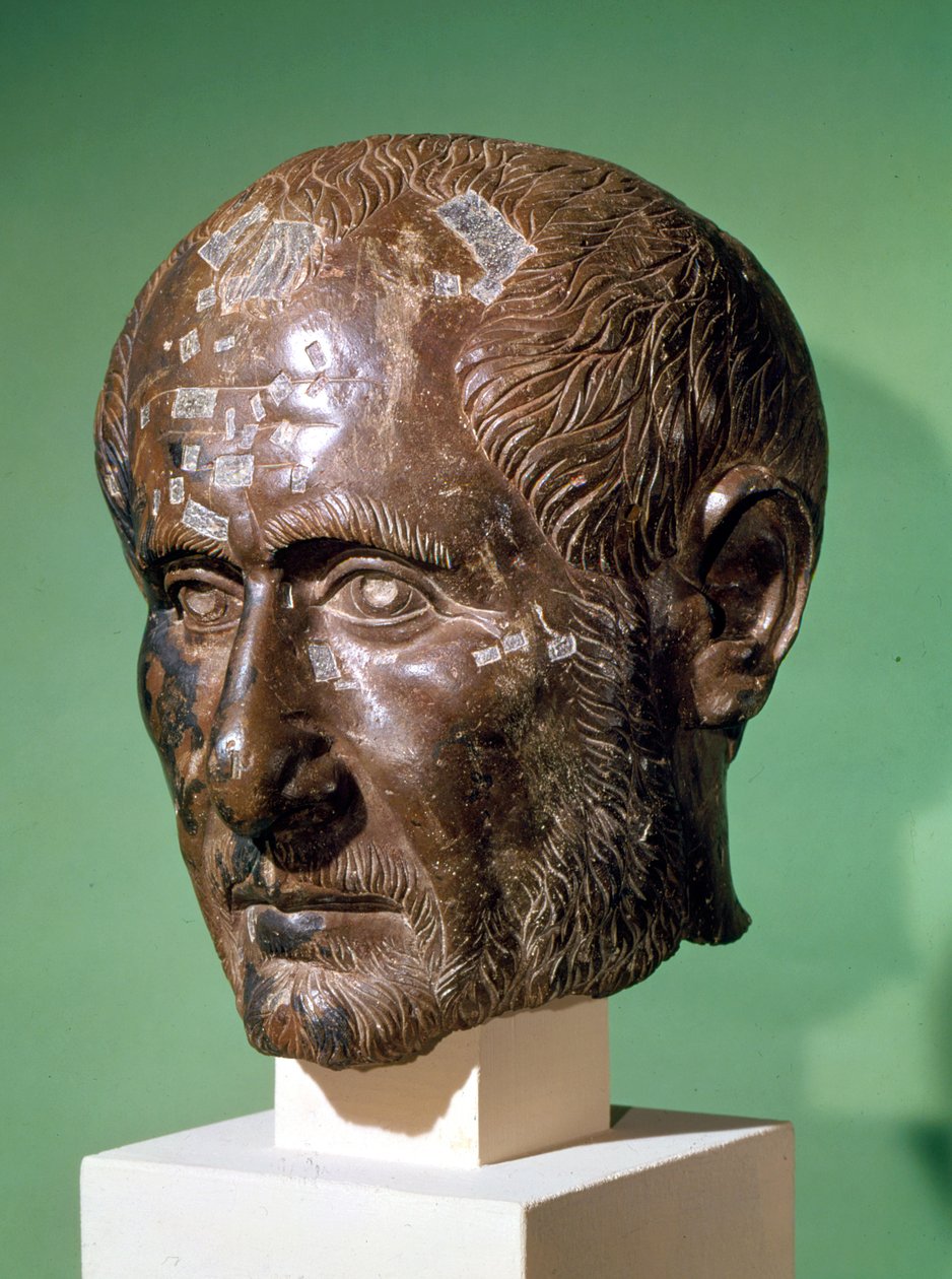 Leder af Trajan Decius (201-251) fra Sarmizegetusa, Rumænien (bronze) af Roman
