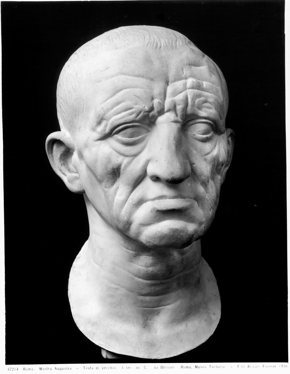 Hoved af en gammel mand (marmor) (s/h foto) af Roman