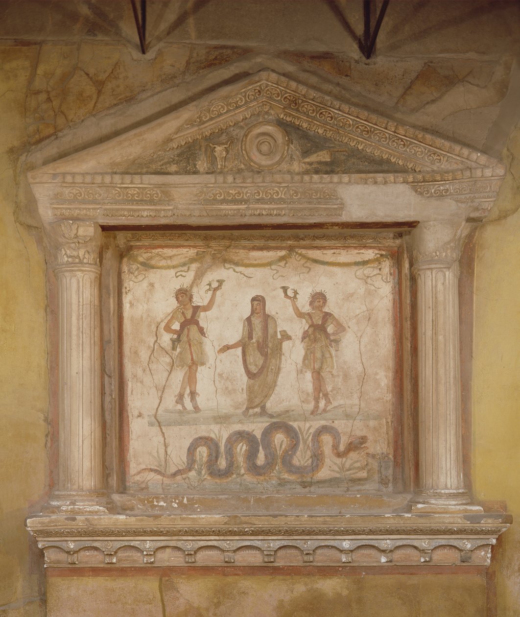 Husholdningshelligdom, fra Casa dei Vetti (Vettiiens hus) (fresko på sten) af Roman