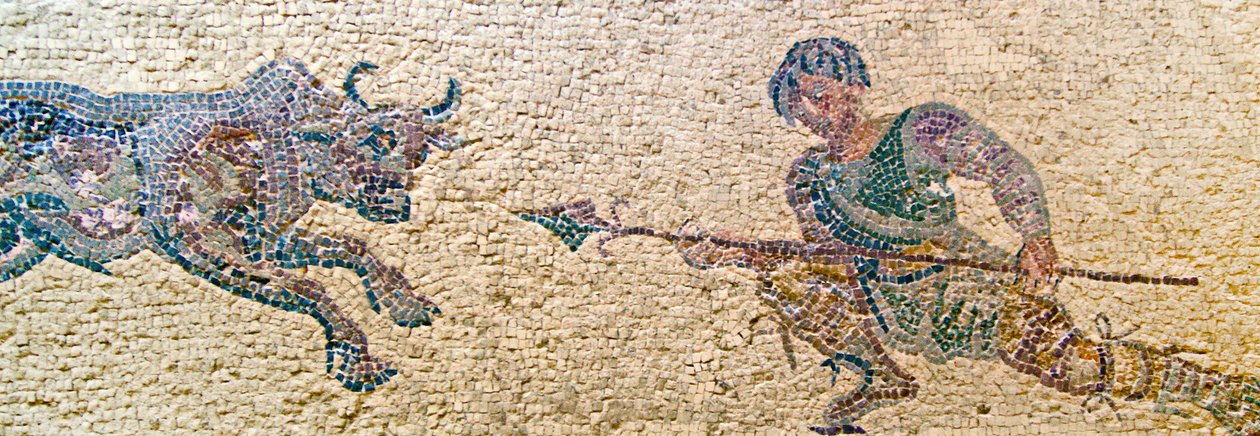 Jagtscene, House of Dionysos, Paphos, Cypern (mosaik) af Roman