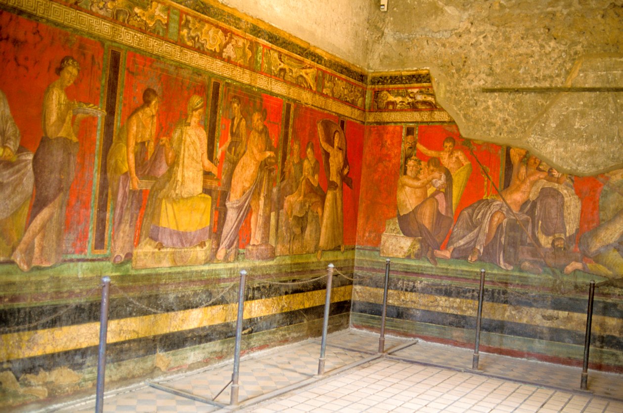 Indvielsesritualer for Dionysos-kulten, fresko fra Villa Dei Misteri af Roman