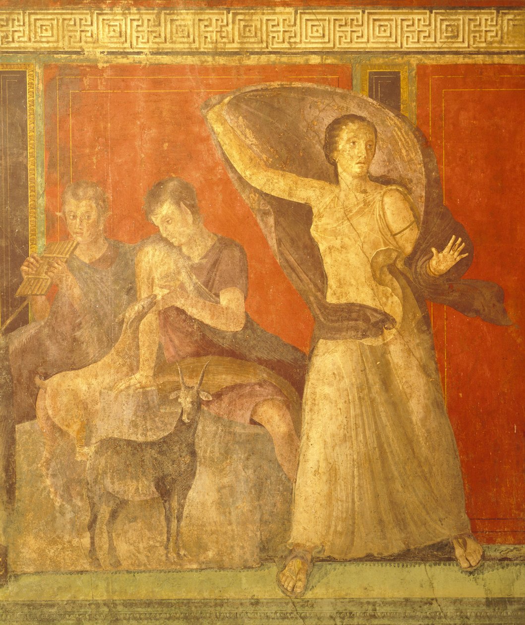 Indvielsesritualer for Dionysos-kulten, fresko fra Villa Dei Misteri af Roman