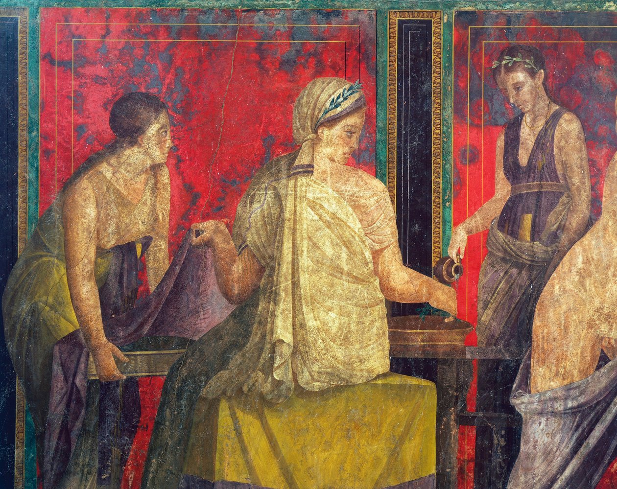 Indledningsritualer for Dionysos-kulten, fresko fra Villa Dei Misteri af Roman