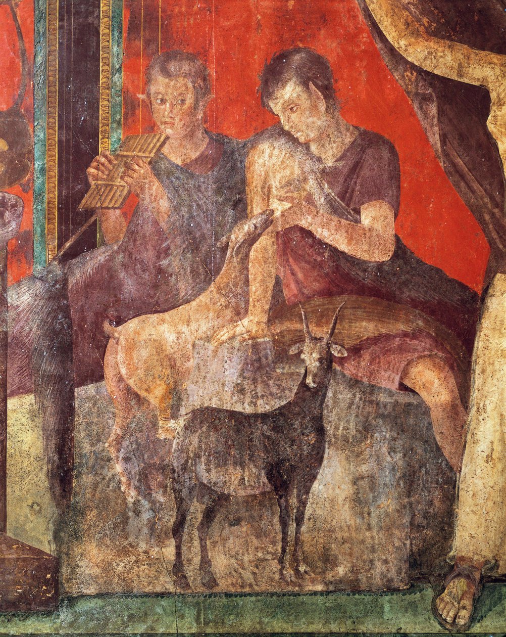 Indvielsesritualer i Dionysos-kulten, freskomaleri fra Villa Dei Mysteri af Roman