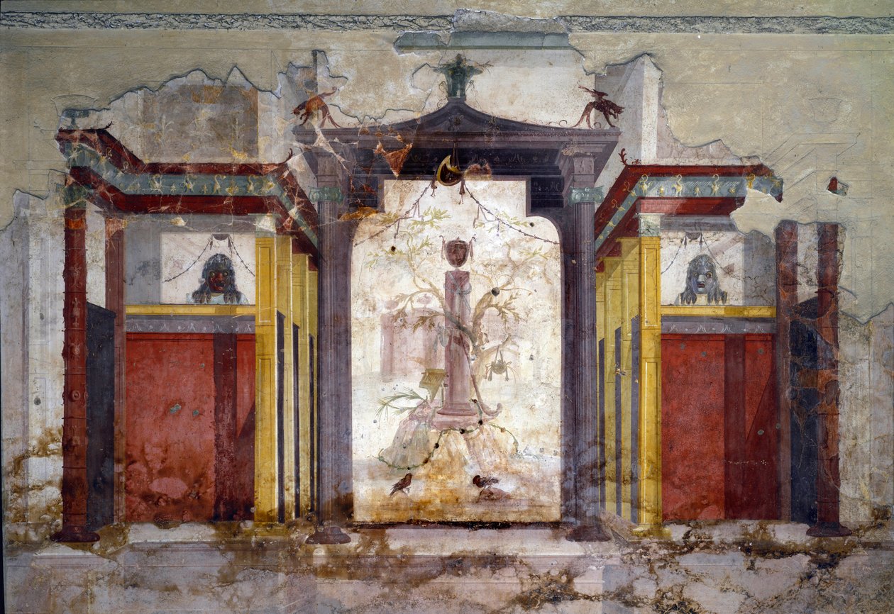 Indvendig udsigt af freskomalerierne i maskerummet af Roman