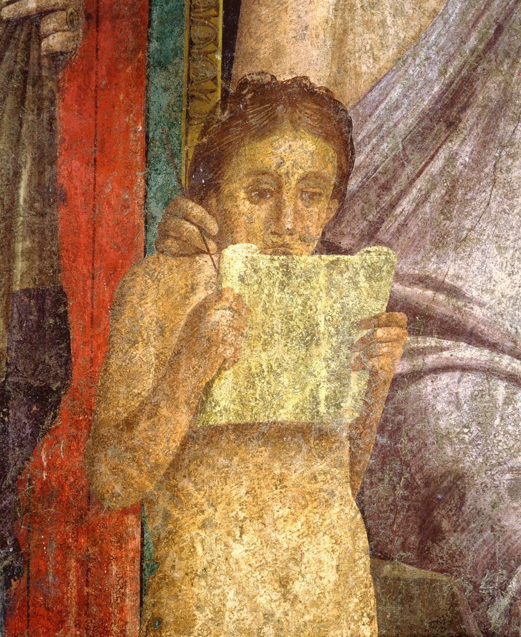 Italien, Campania, Pompeji, freskomaleri, der skildrer rituel ceremoni i Villa of the Mysteries af Roman