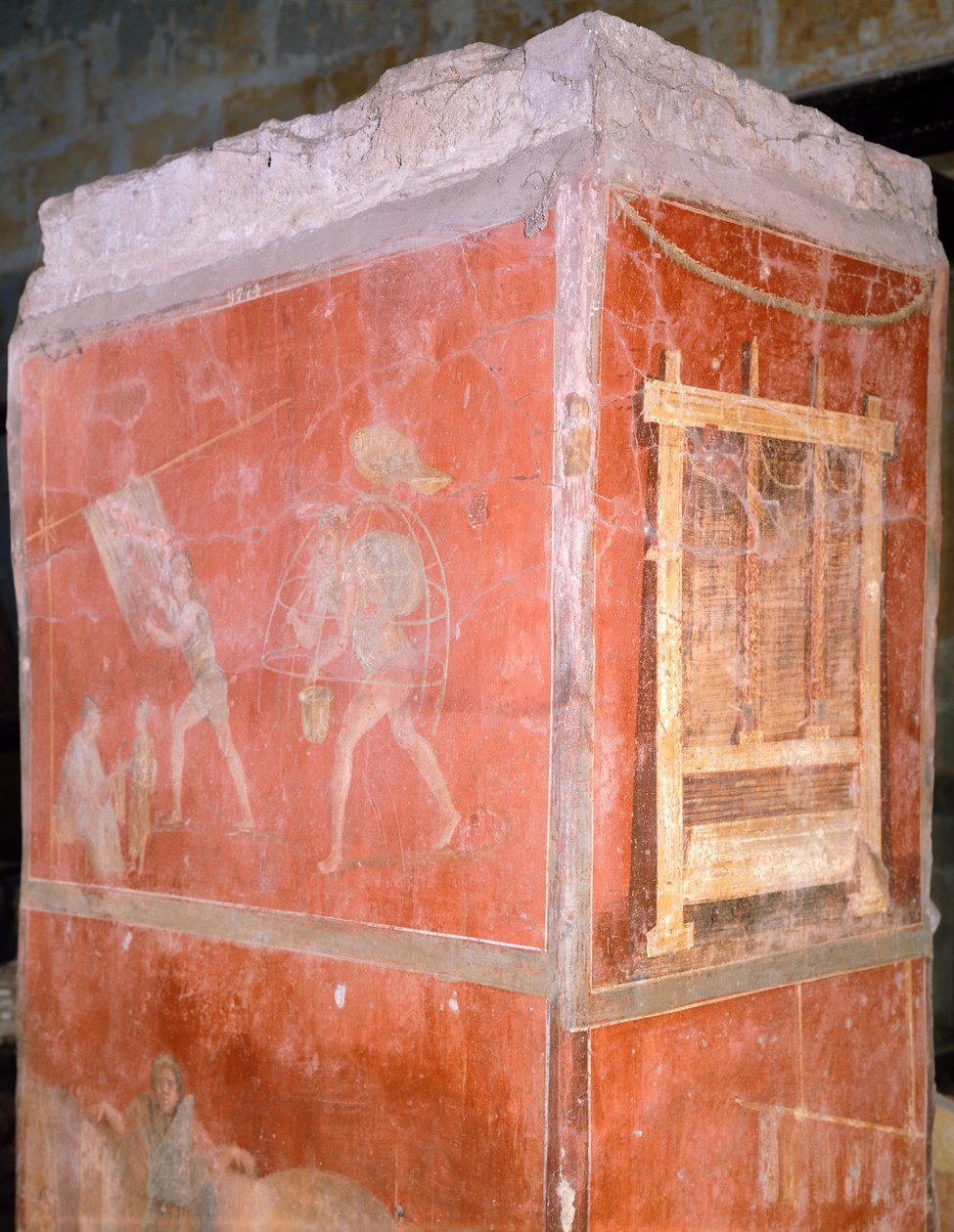 Italien, Napoli, Museo Archeologico Nazionale, Farvere, maleri fra House of Fullonica i Pompeji (UNESCOs verdensarvsliste af Roman