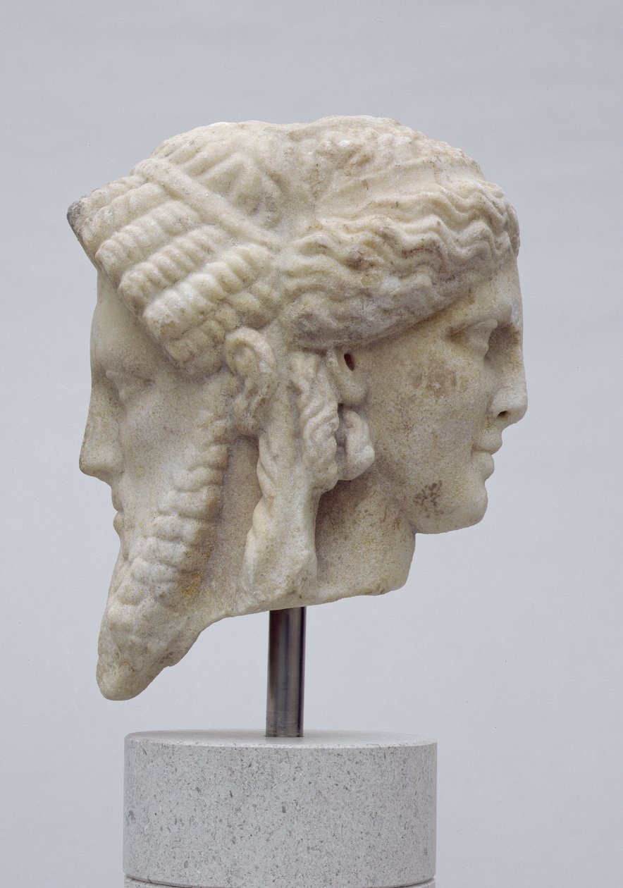 Janiform hoved, sandsynligvis af Dionysos og Apollo, ca. 30-50 e.Kr. (marmor) af Roman