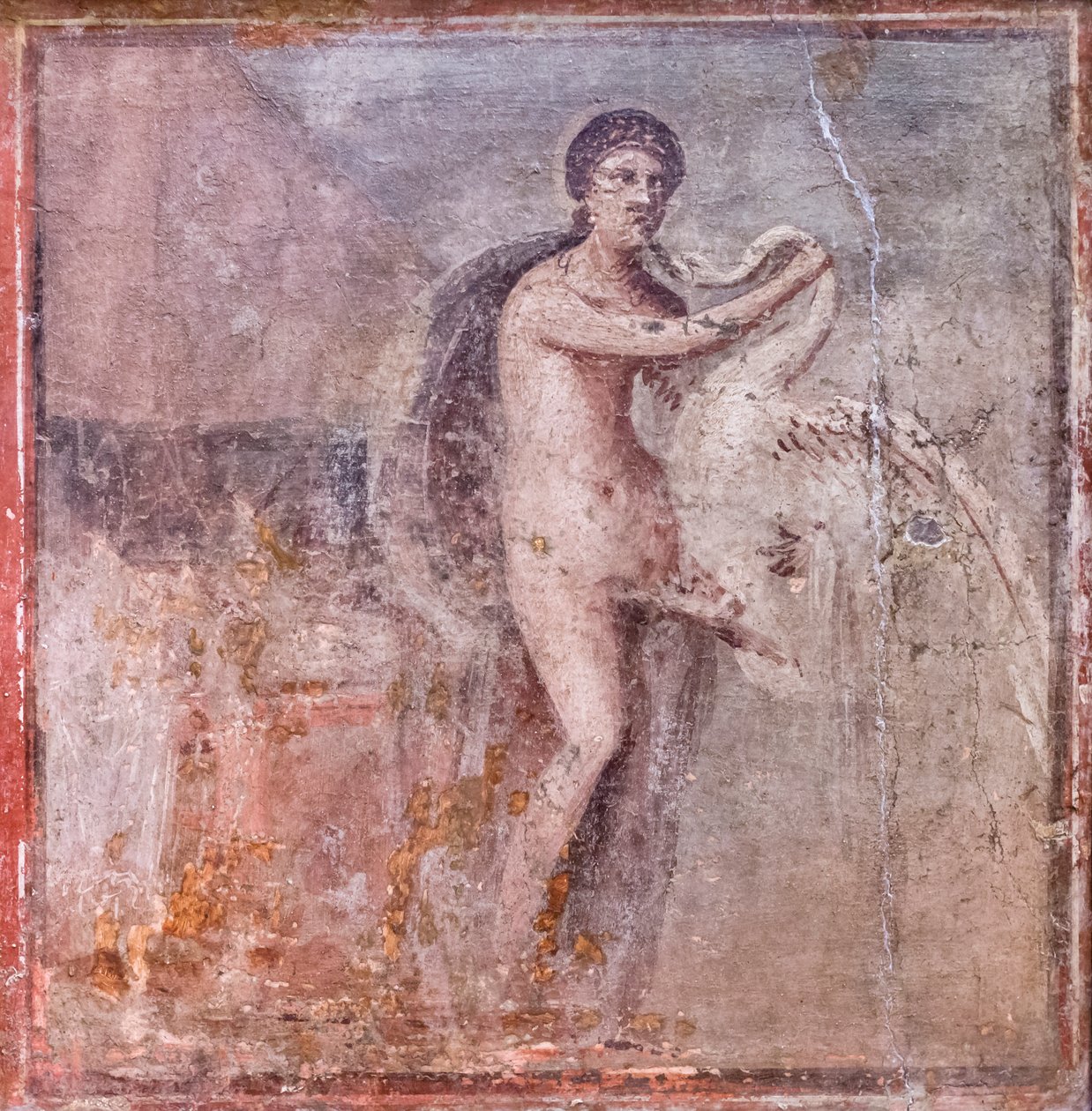Leda og svanen, 50-79 e.Kr. (freskomaleri) af Roman