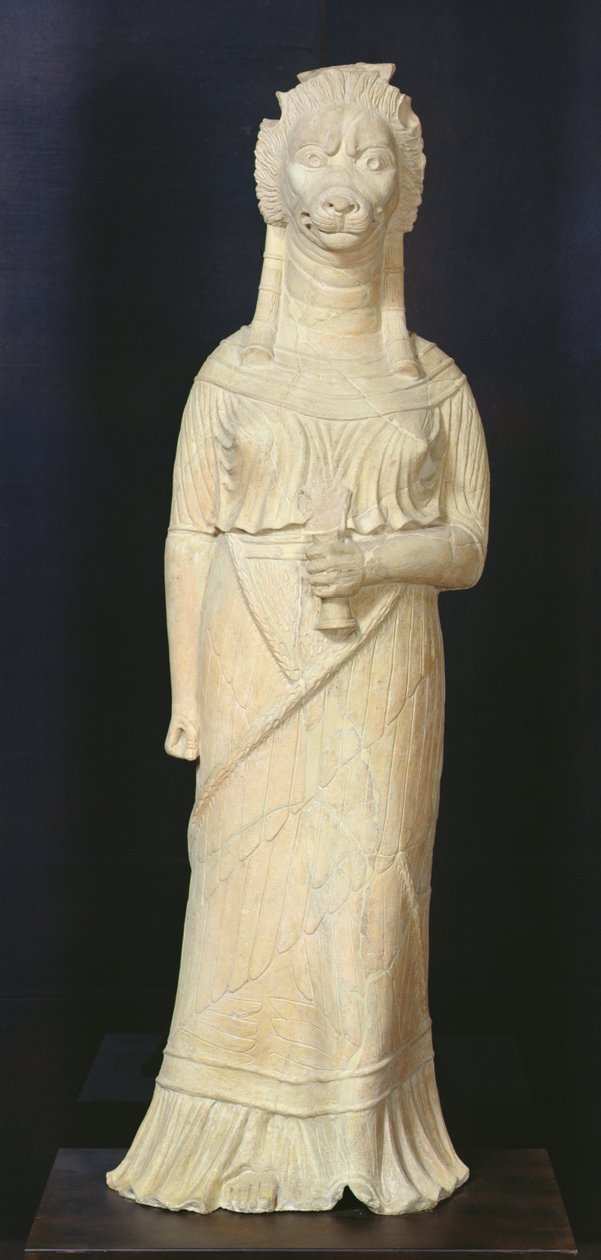 Løvehovedet gudinde, fra helligdommen i Bir Bou Regba af Roman