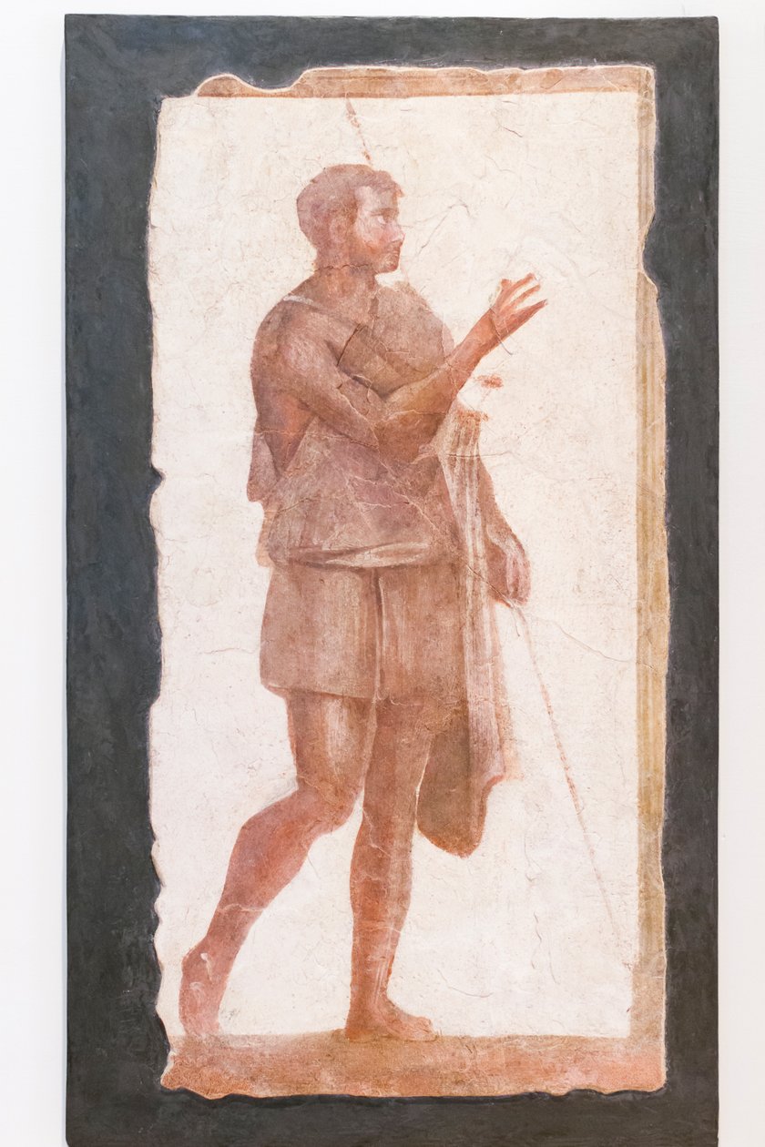 Mand med en kappe, Pallavicini Rospigliosi-samling, omkring 200 e.Kr., inv 103420 (frisk) af Roman