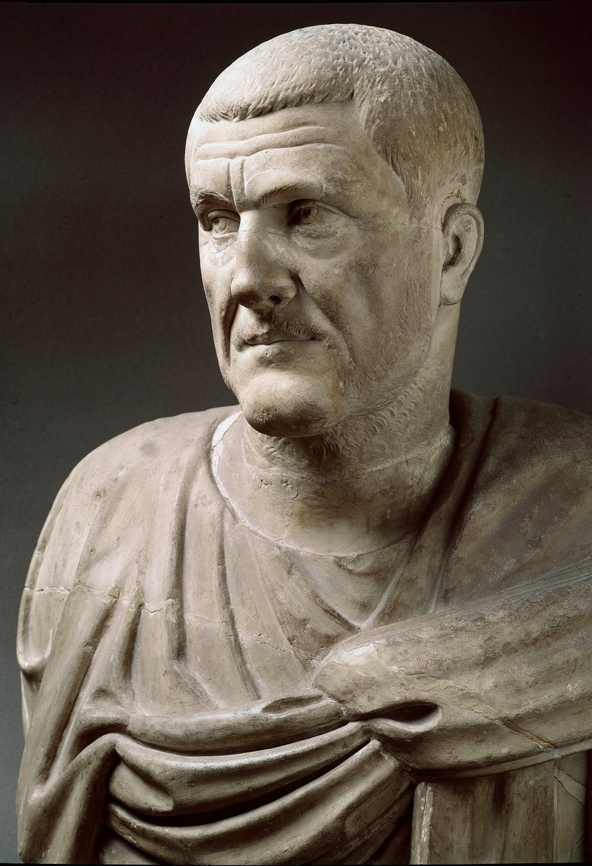 Marmorstatue af kejser Maximinus Thrax (173-238) - Rom, Musei Capitolini - Buste af kejser Maximinus Thrax - Marmorskulptur - Rom, Musei Capitolini af Roman