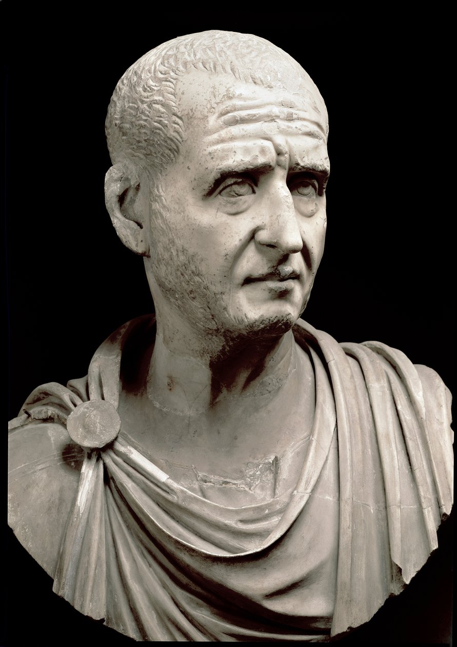 Marmorbuste af Trajan Dece (Trajan Decius) (200-251 AD) - Rom, Musei Capitolini - Buste af kejser Trajanus Decius (201-251 AD) - Marmorskulptur - Rom, Musei Capitolini af Roman