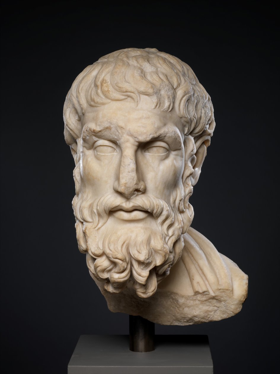 Marmorhoved af Epikouros, 2. århundrede e.Kr. (marmor) af Roman