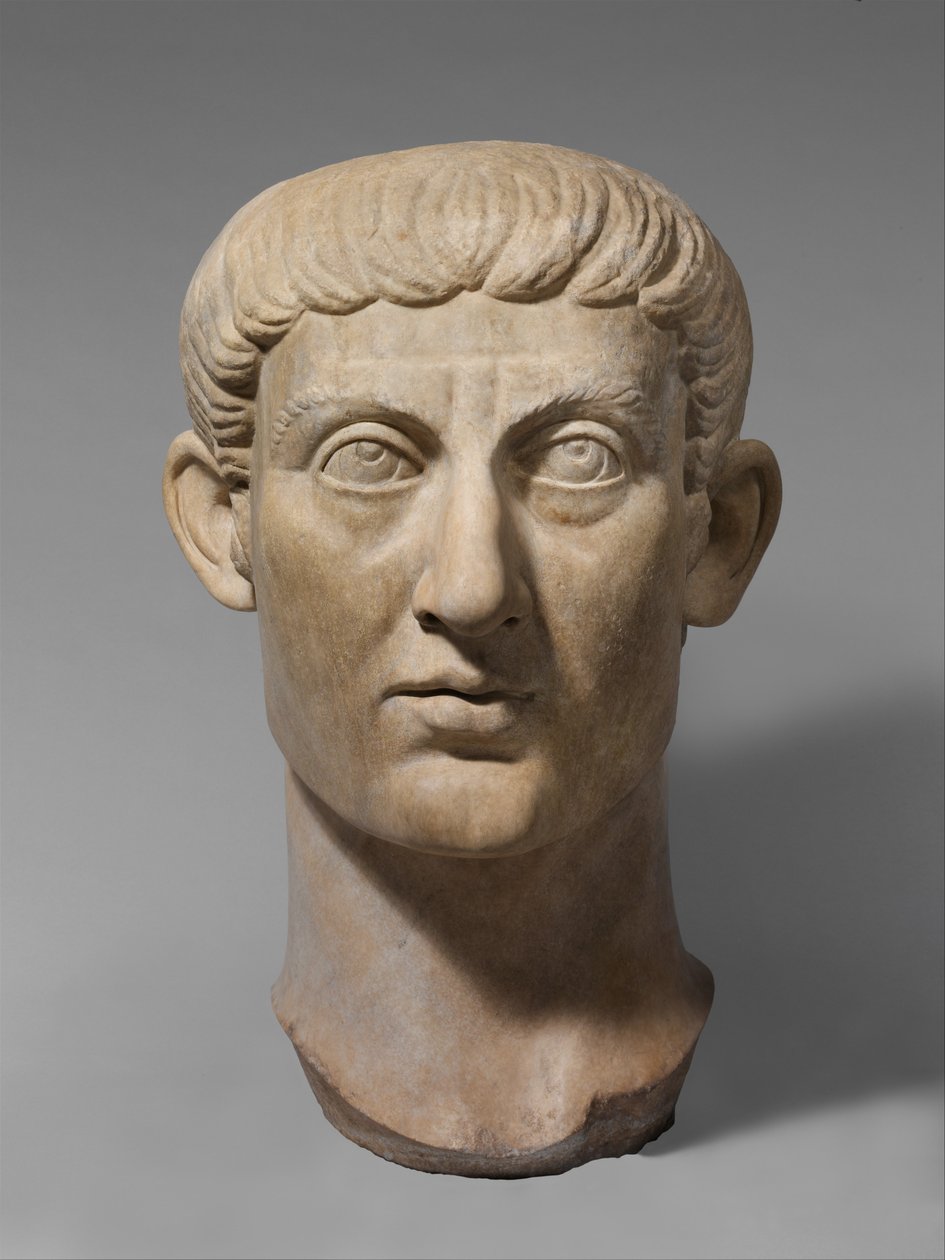 Marmor portræt hoved af kejser Konstantin I, ca. 325-370 AD (marmor) af Roman