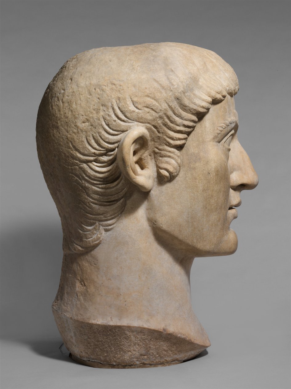 Marmor portræt hoved af kejser Konstantin I, ca. 325-370 e.Kr. (marmor) af Roman