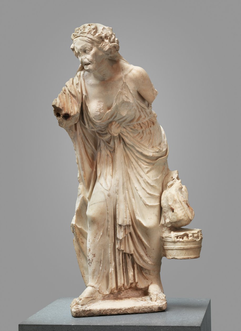 Marmorstatue af en gammel kvinde af Roman