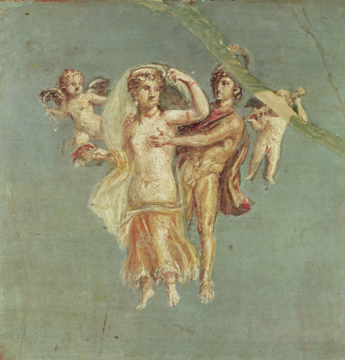 Mars og Venus med keruber på blå baggrund, fra Herculaneum af Roman
