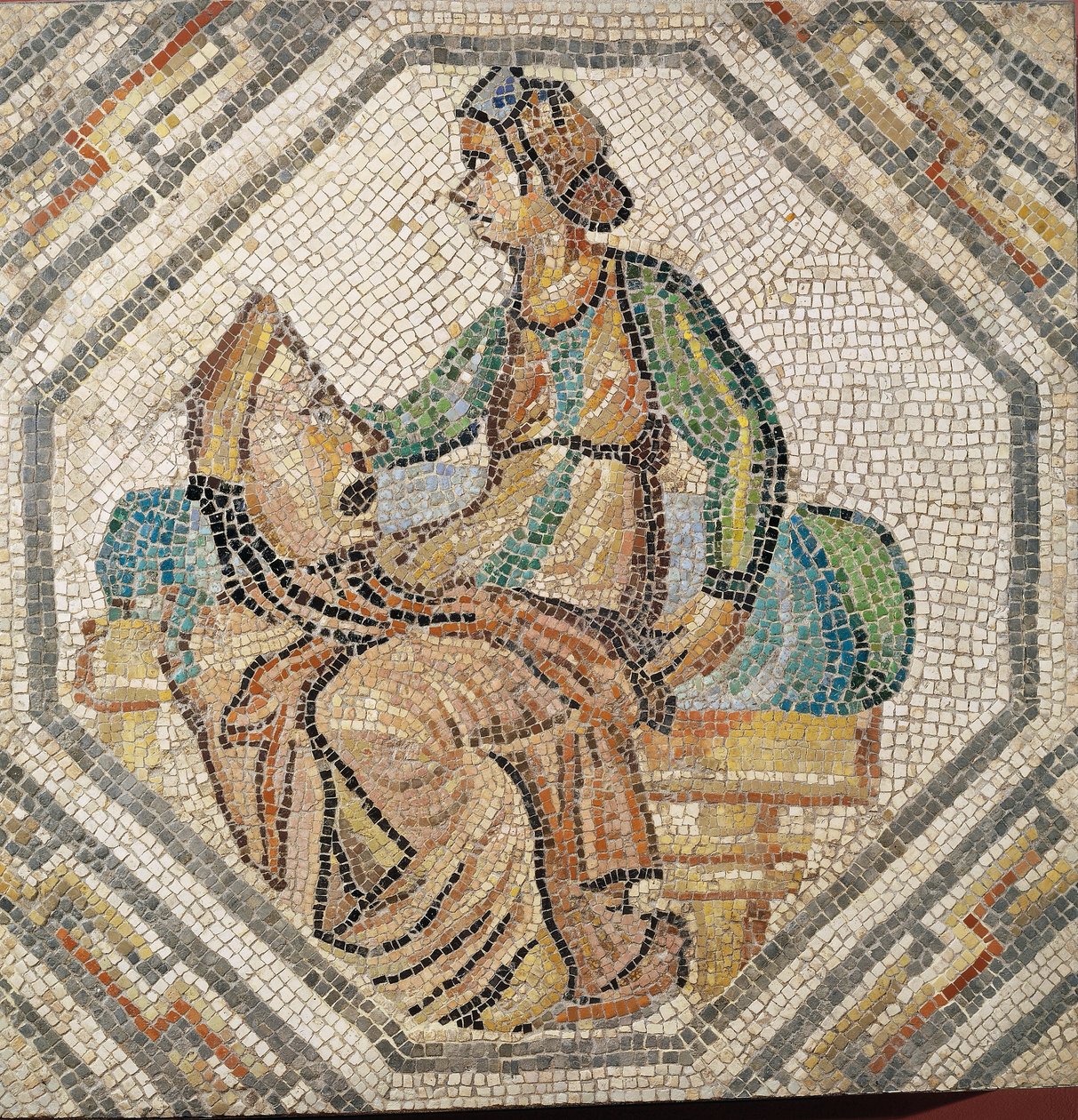 Melpomene, tragediens muse, fra en villa i Augusta Treverorum (mosaik) af Roman