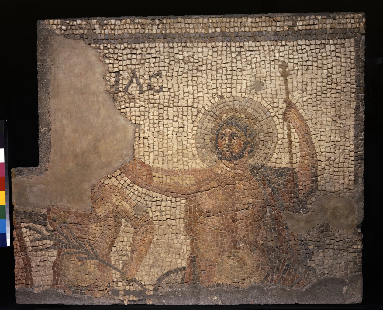 Mosaik fra Menanders Hus med Zeus, 3. - 4. århundrede (kalksten og marmor tesserae) af Roman