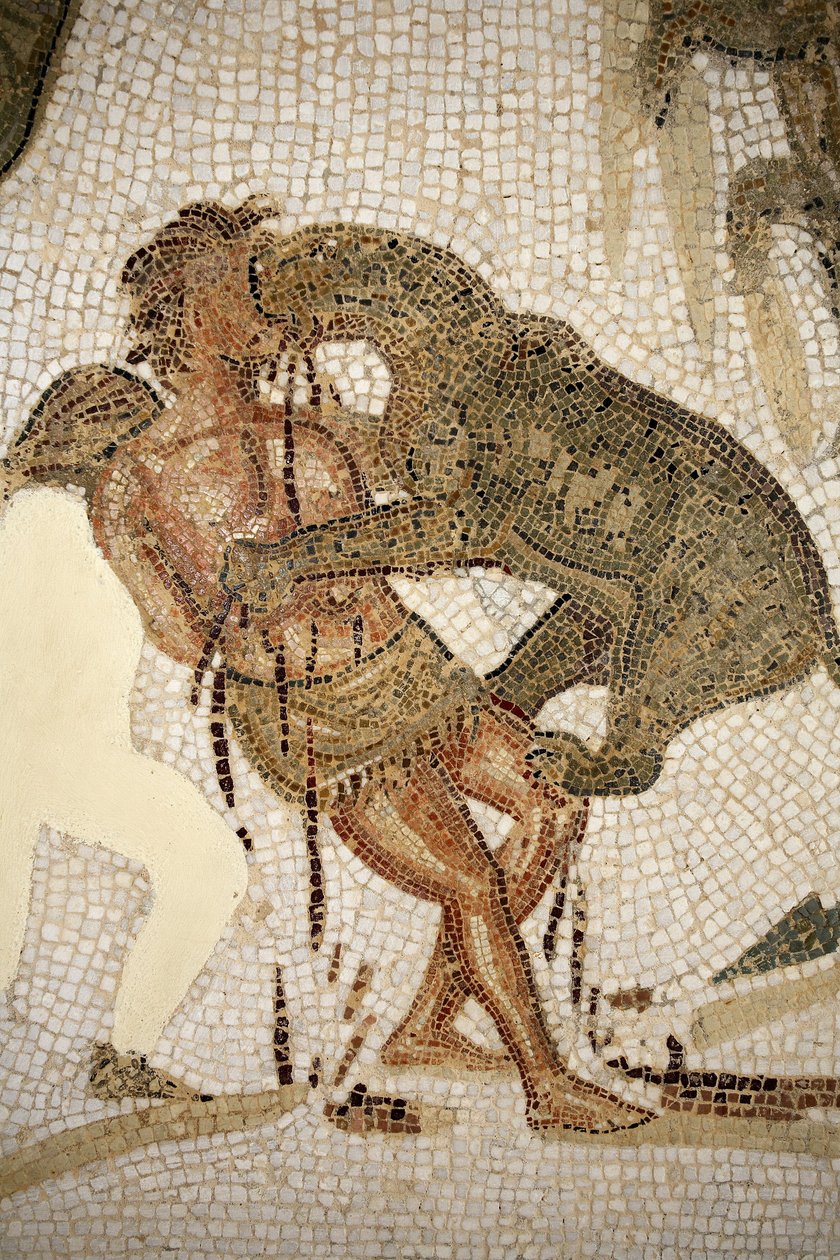 Mosaik, der illustrerer tortur af en dømt (mosaik) af Roman