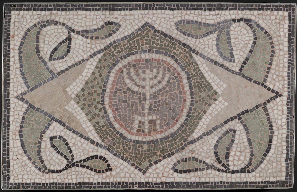 Mosaik af Menorah, 6. århundrede e.Kr. (sten og mørtel) af Roman