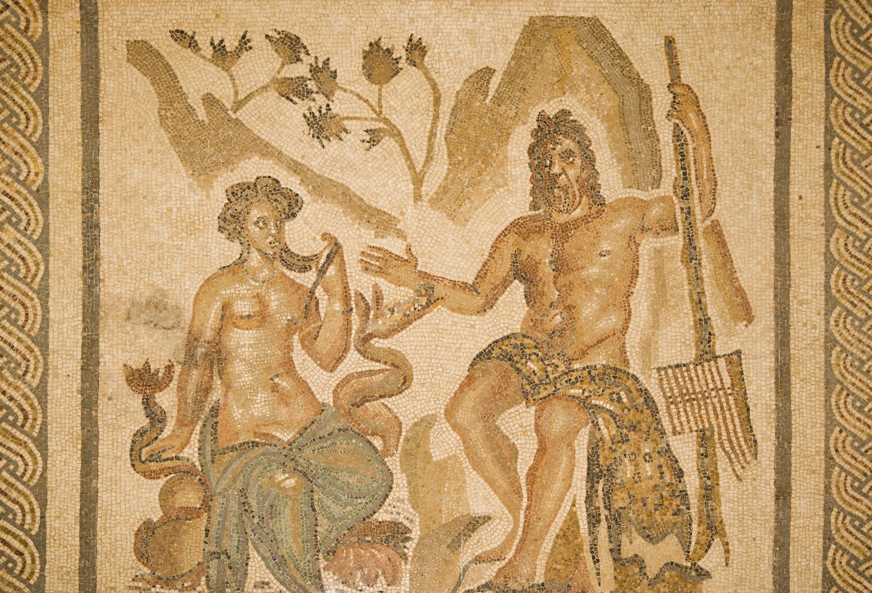 Mosaik af Polyfemus og Galatea, fra Mosaikhallen i de kristne kongers Alcazar (mosaik) af Roman