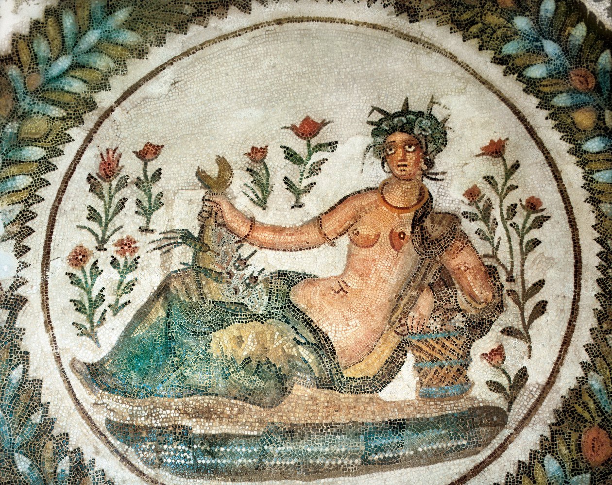 Mosaikværk, der skildrer sommergudinden (eller Ceres, gudinden for voksende planter), 3. århundrede f.Kr. (mosaik) af Roman