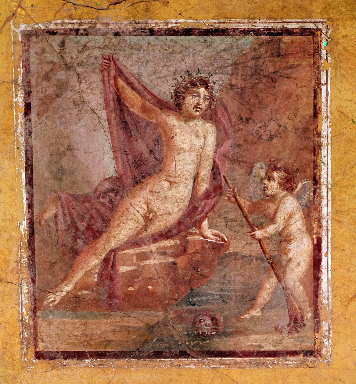 Narcissus og Eros romersk freskomaleri af 3. pompeiansk stil fra stedet for stedet for Pompeji Italien 1. århundrede efter JC (romersk kunst: Narcissus og Eros, fresko fra Pompeji, Italien af Roman