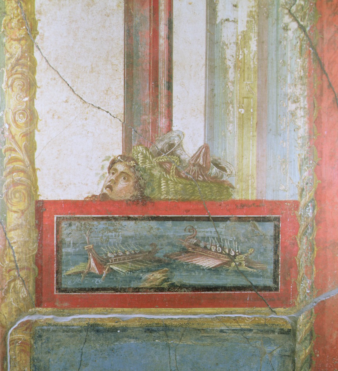Flådescene, Pompei, Italien (fresco) af Roman