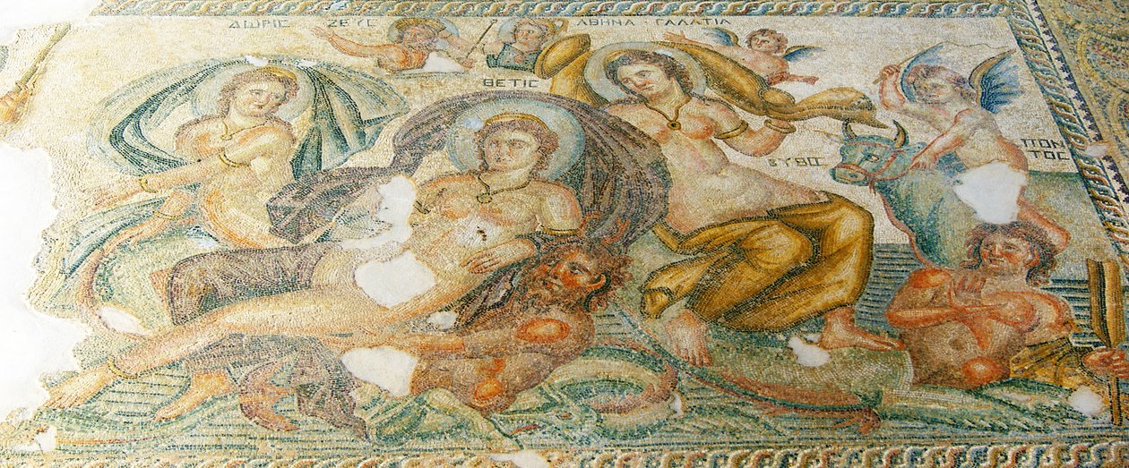 Nereides og Bythos, Aions hus, Paphos, Cypern (mosaik) af Roman