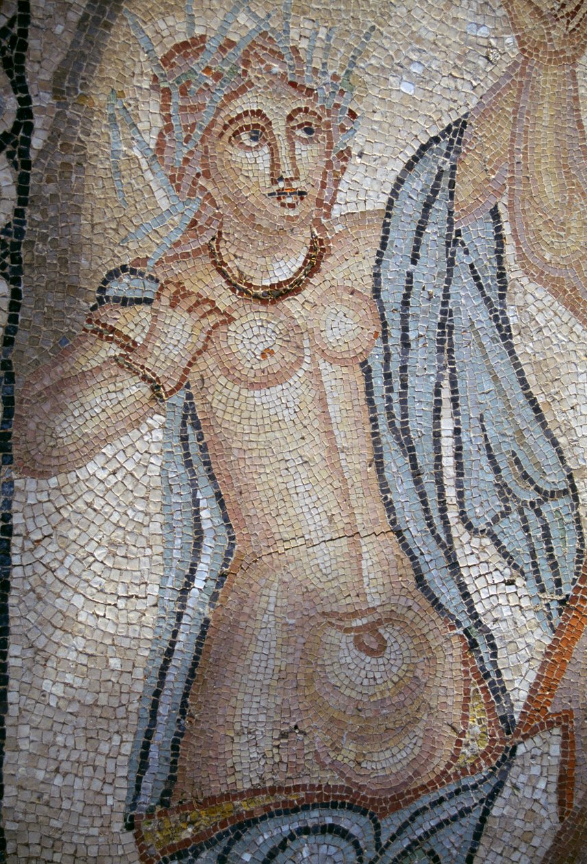Nymfe, detalje fra Abduction of Hylas by Nymphs, mosaik i House of Venus i den romerske by Volubilis (UNESCOs verdensarvsliste af Roman