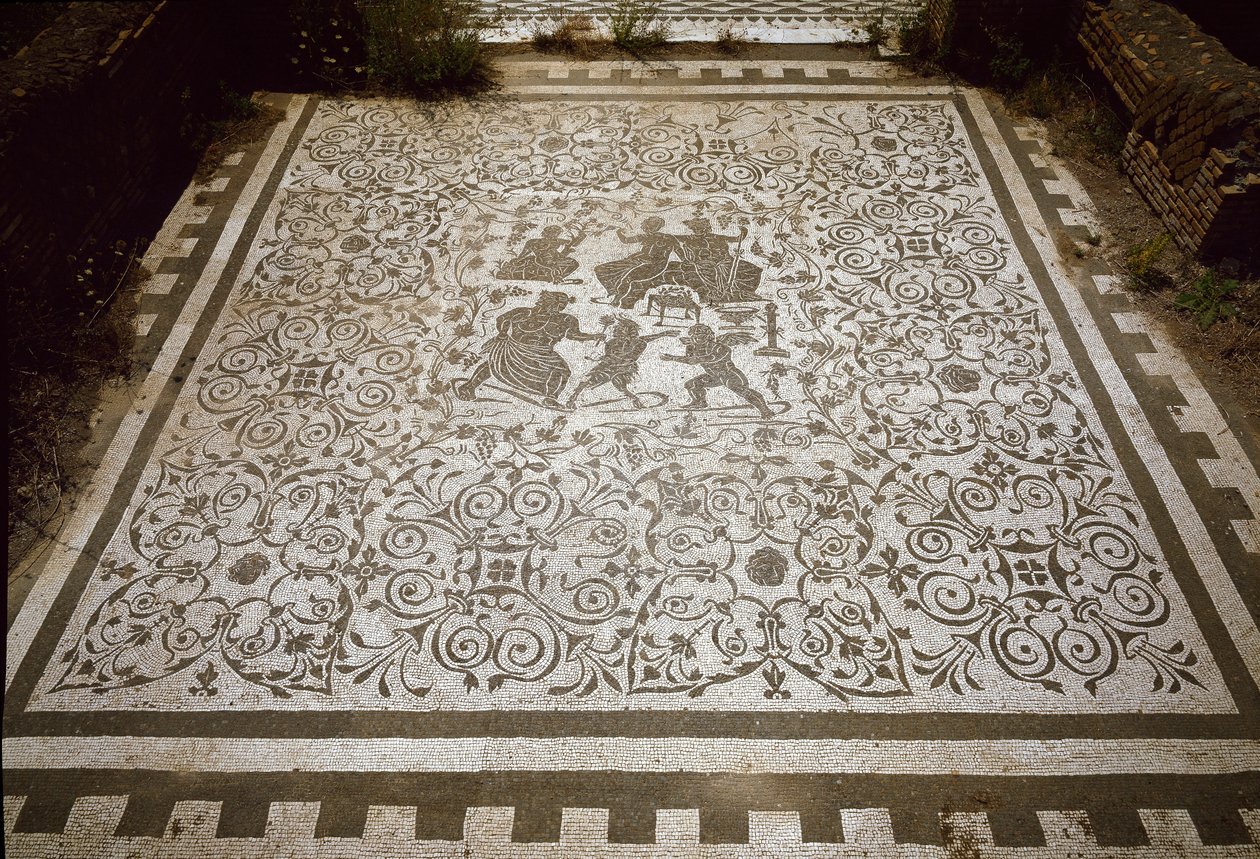 Belægningsmosaik af Dionysos og Ariane