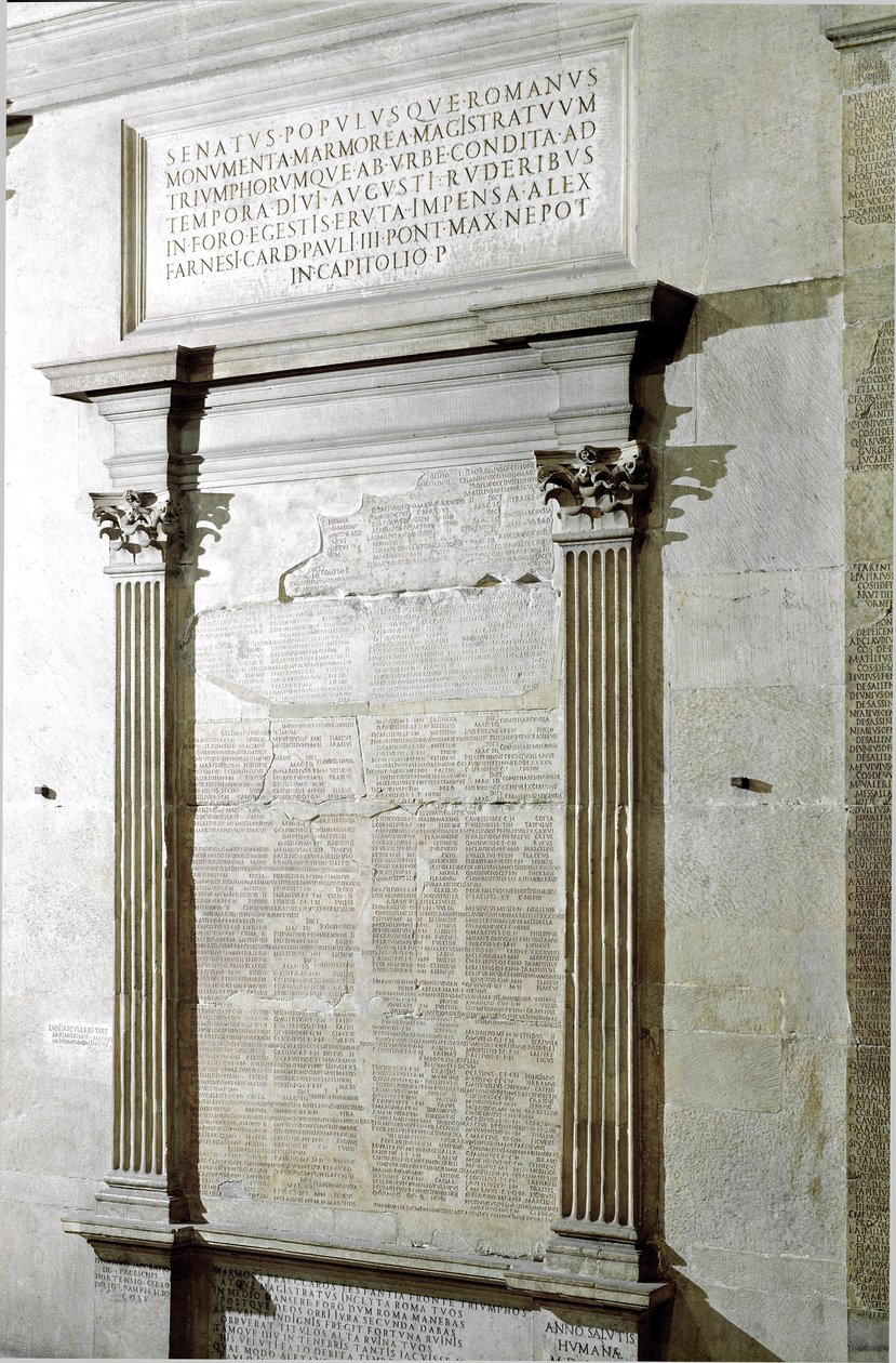 Plade af triumf- og konsulære faster. Kejser Augustus periode. 27 f.Kr.-14 e.Kr. Rom, Musei Capitolini - Registreringsplade for den romerske kejser Augustus