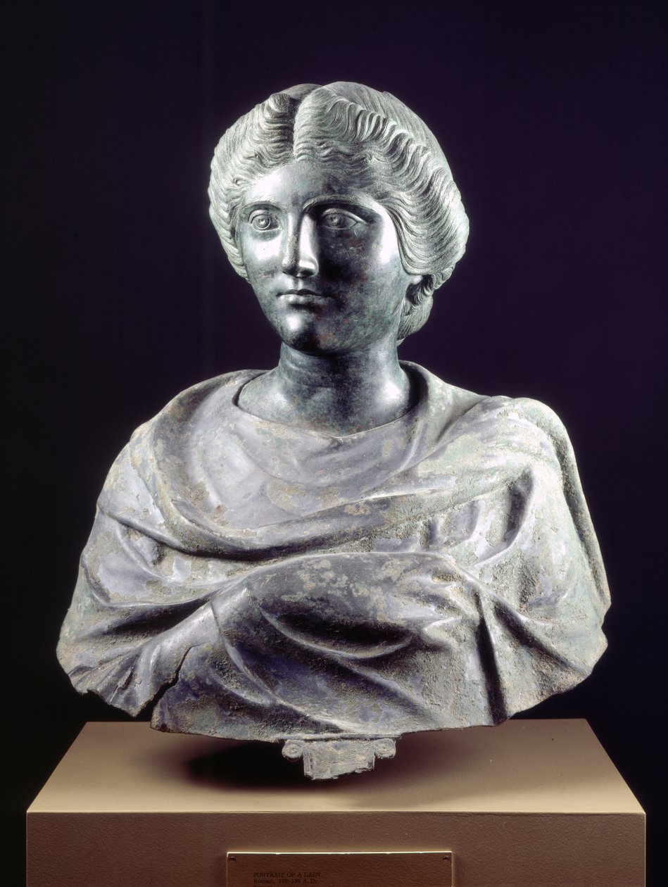 Portræt af en dame, muligvis datter af Marcus Aurelius (bronze) af Roman