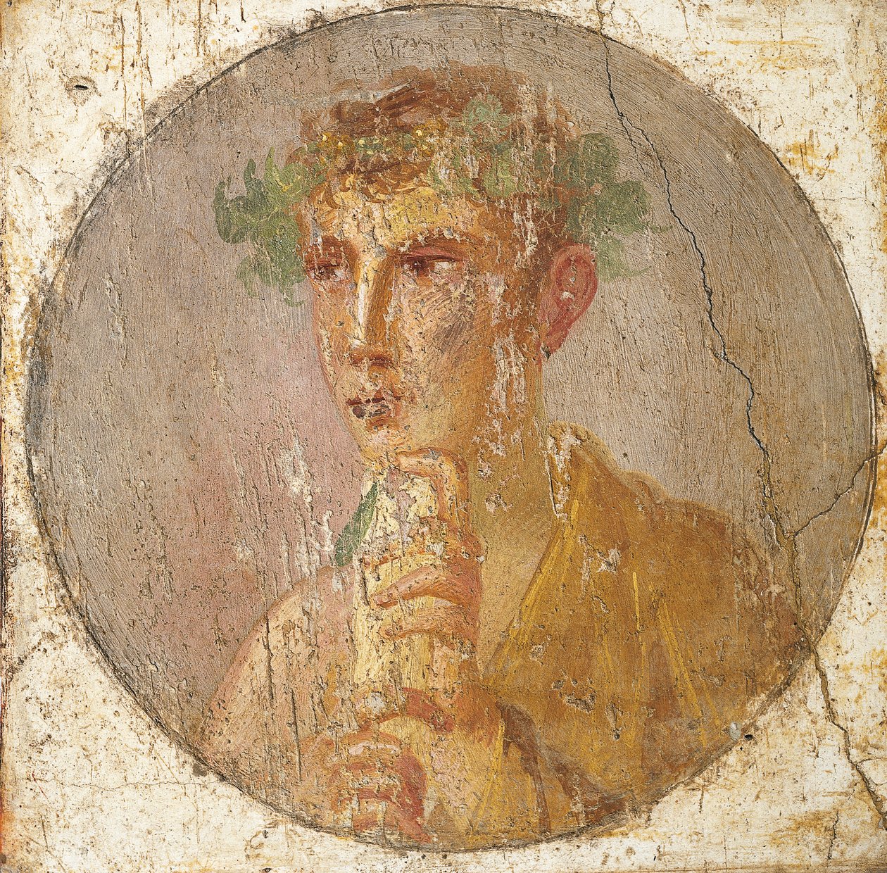 Portræt af en ung mand med en papyrusrulle, 55-79 e.Kr. (fresko) af Roman