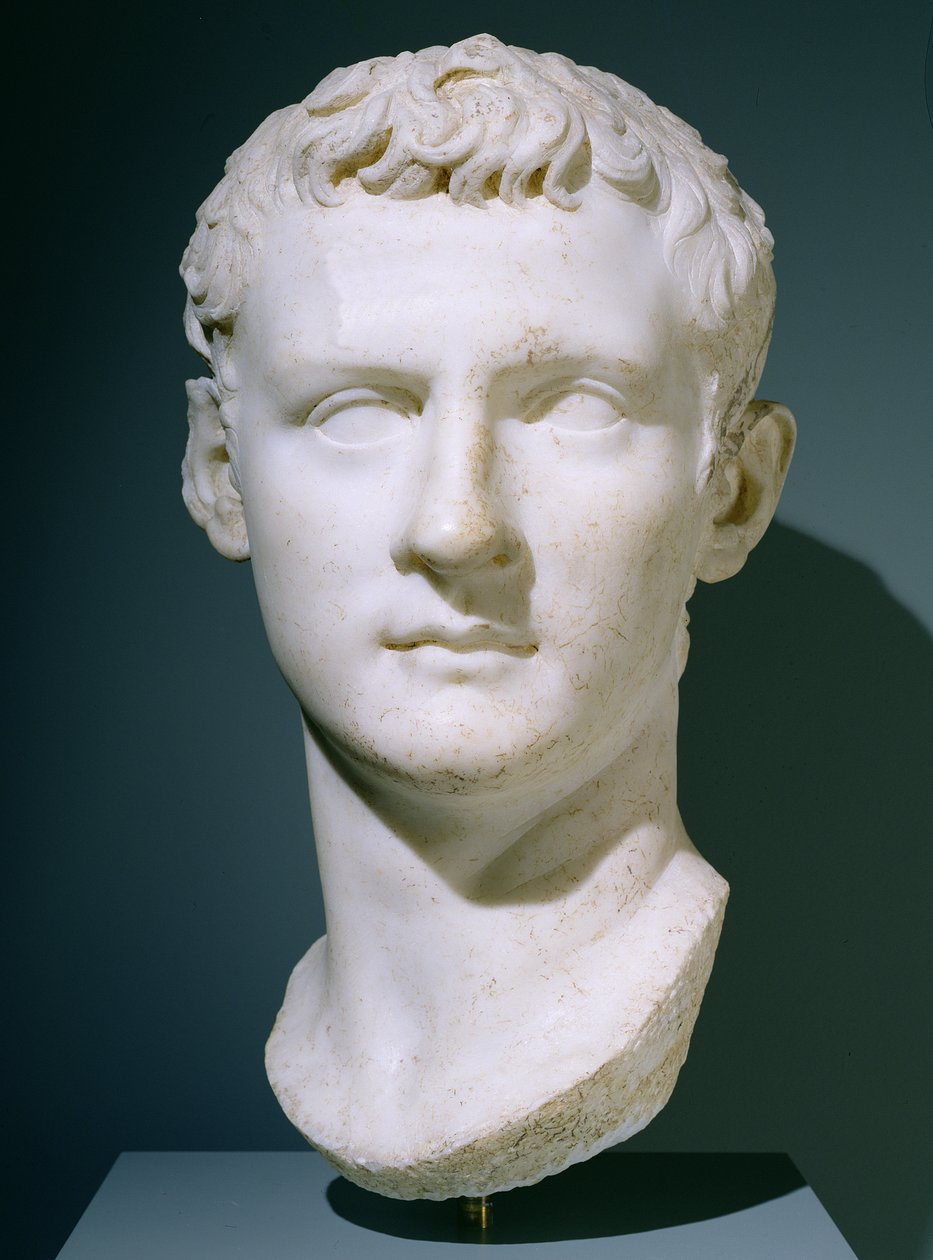 Portræt af kejser Caligula, 37-40 e.Kr. (marmor) af Roman