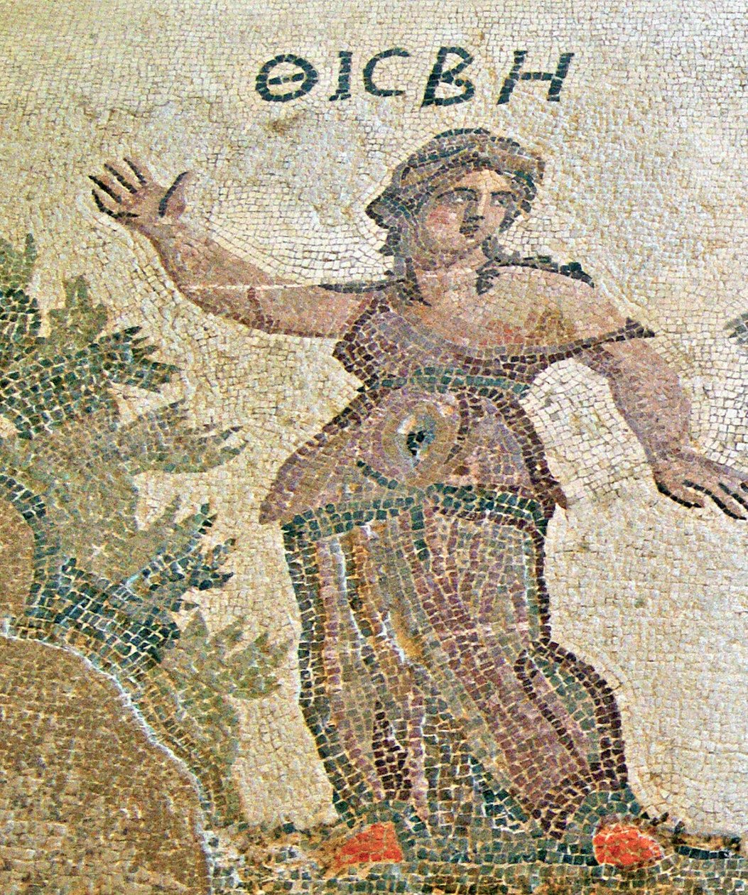 Pyramus og Thisbe, detalje af Thisbe, House of Dionysos, Paphos, Cypern mosaik af Roman