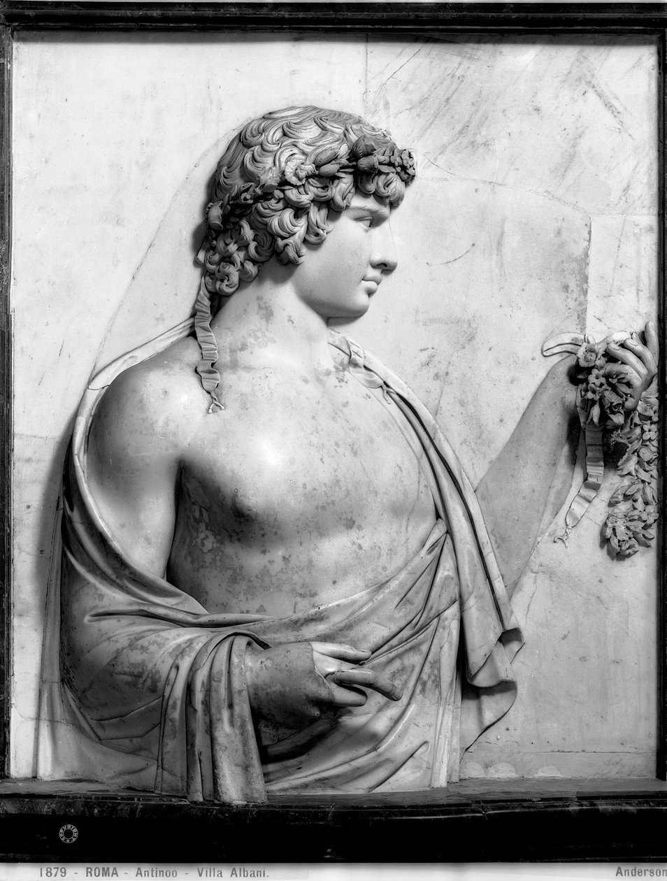Relief forestillende Antinous, ca. 130 (marmor) af Roman