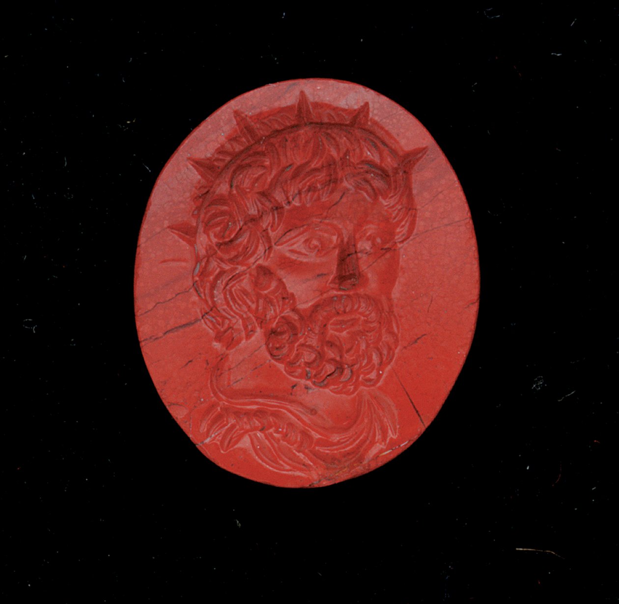 Ring med et portræt af kejser Postumus (rød jaspis) af Roman