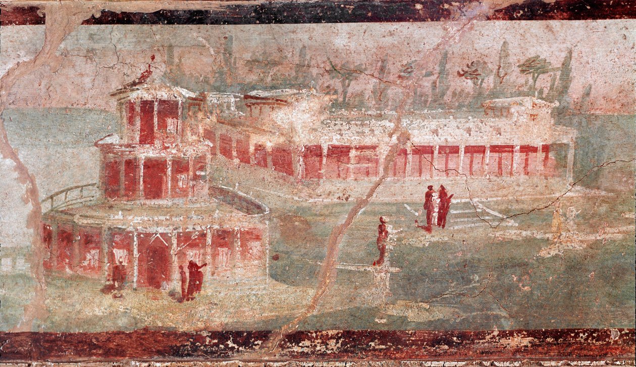 Flodlandskab med portico, detaljer (fresco af Roman