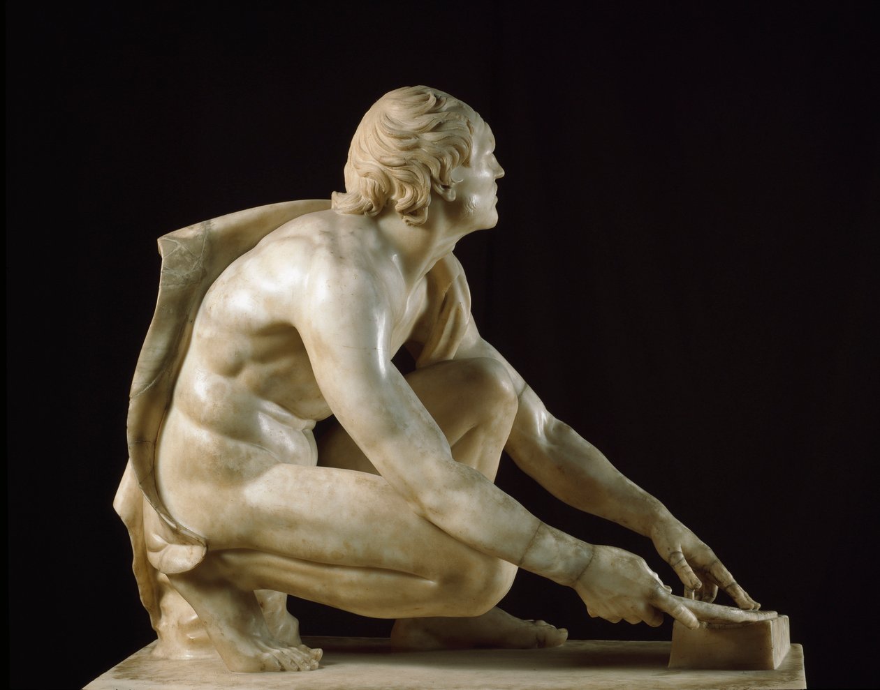 Romersk kunst: "" En sliber der sliber sine knive"" Romersk marmorskulptur fra det 1. århundrede f.Kr. efter en græsk original. Svag. 105 cm Firenze, Galleria degli Uffizi, Tribuna af Roman