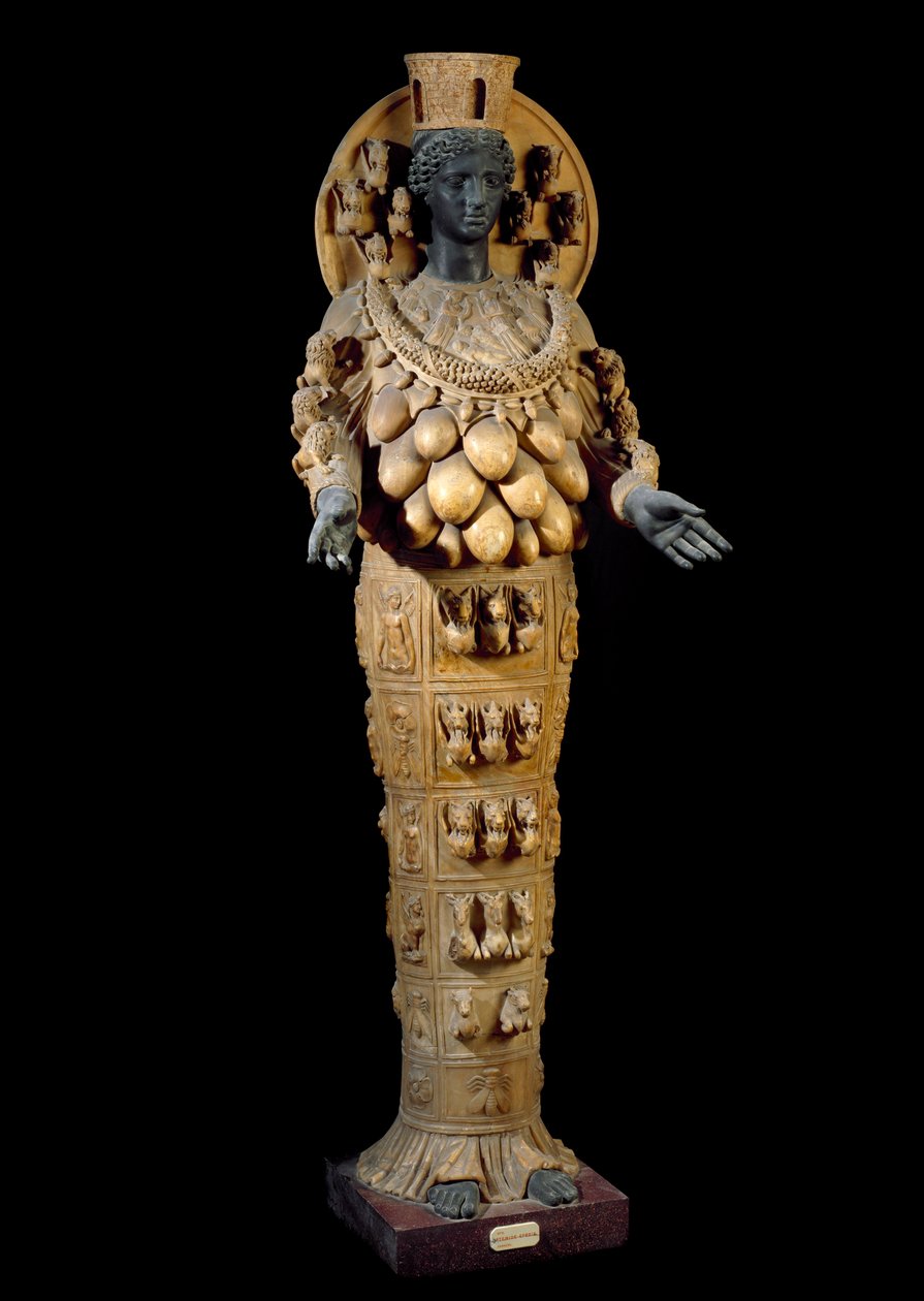 Romersk kunst: Artemis of Efese - Romersk skulptur efter en græsk original i Efese - Skulptur af albaster og bronze af Roman