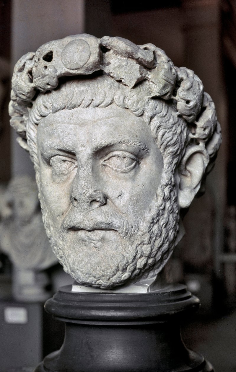 Romersk kunst: Buste af Diocletian (Gaius Aurelius Valerius Diocletianus, 245-316), romersk kejser fra 284 til 305. Marmorskulptur. Istanbul, Arkæologisk Museum. af Roman