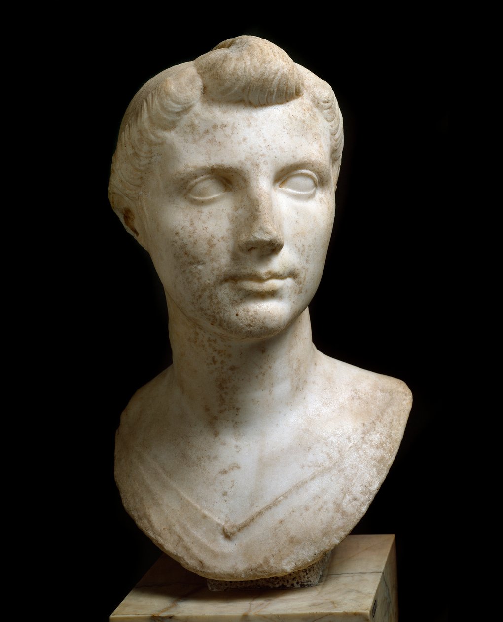 Romersk kunst: "" Buste af Octavia Thurina Minor (Octavia Minore eller Octavia den unge) (69 f.Kr.-11 f.Kr.) "" Marmorskulptur. Rom, National Roman Museum (eller Terme) af Roman