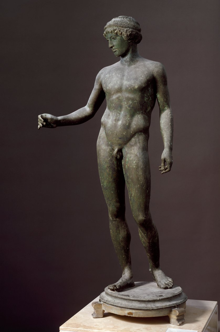 Romersk kunst: "" Ephebe"" Bronzeskulptur efter en græsk original, Fra Pompei af Roman