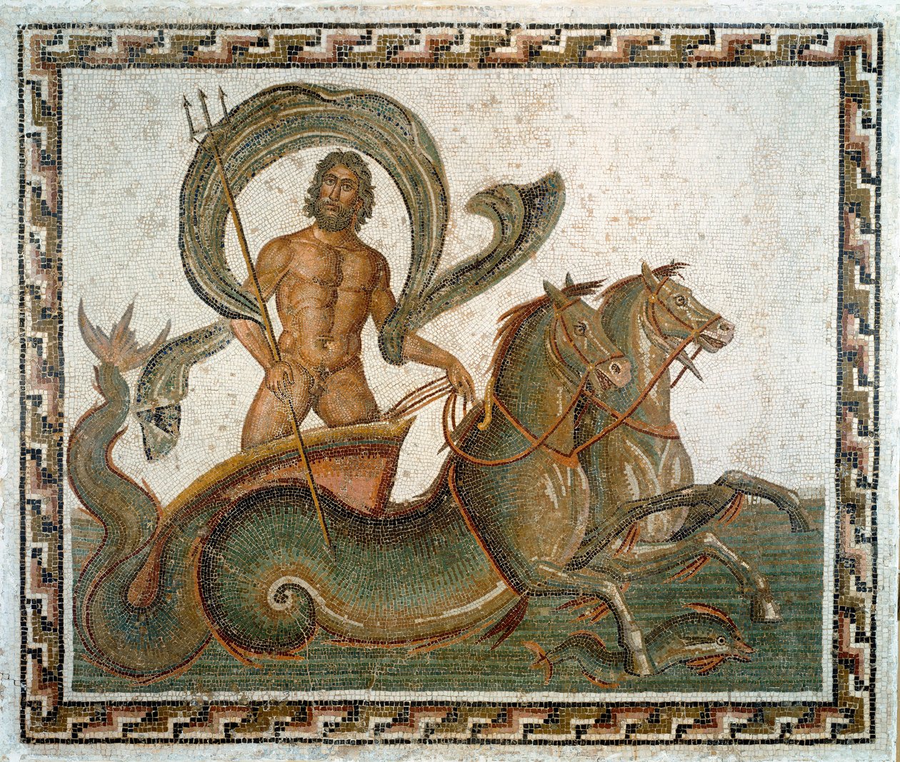 Romersk kunst: "" Neptuns triumf""" Mosaik fra det 3. århundrede e.Kr. Sousse, Musee Archeologique, Tunesien af Roman