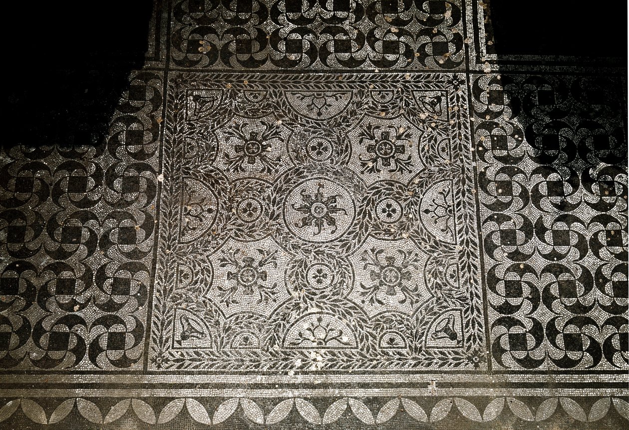 Romersk kunst: detaljer af mosaikker af jorden fra Villa Adriana (Villa d