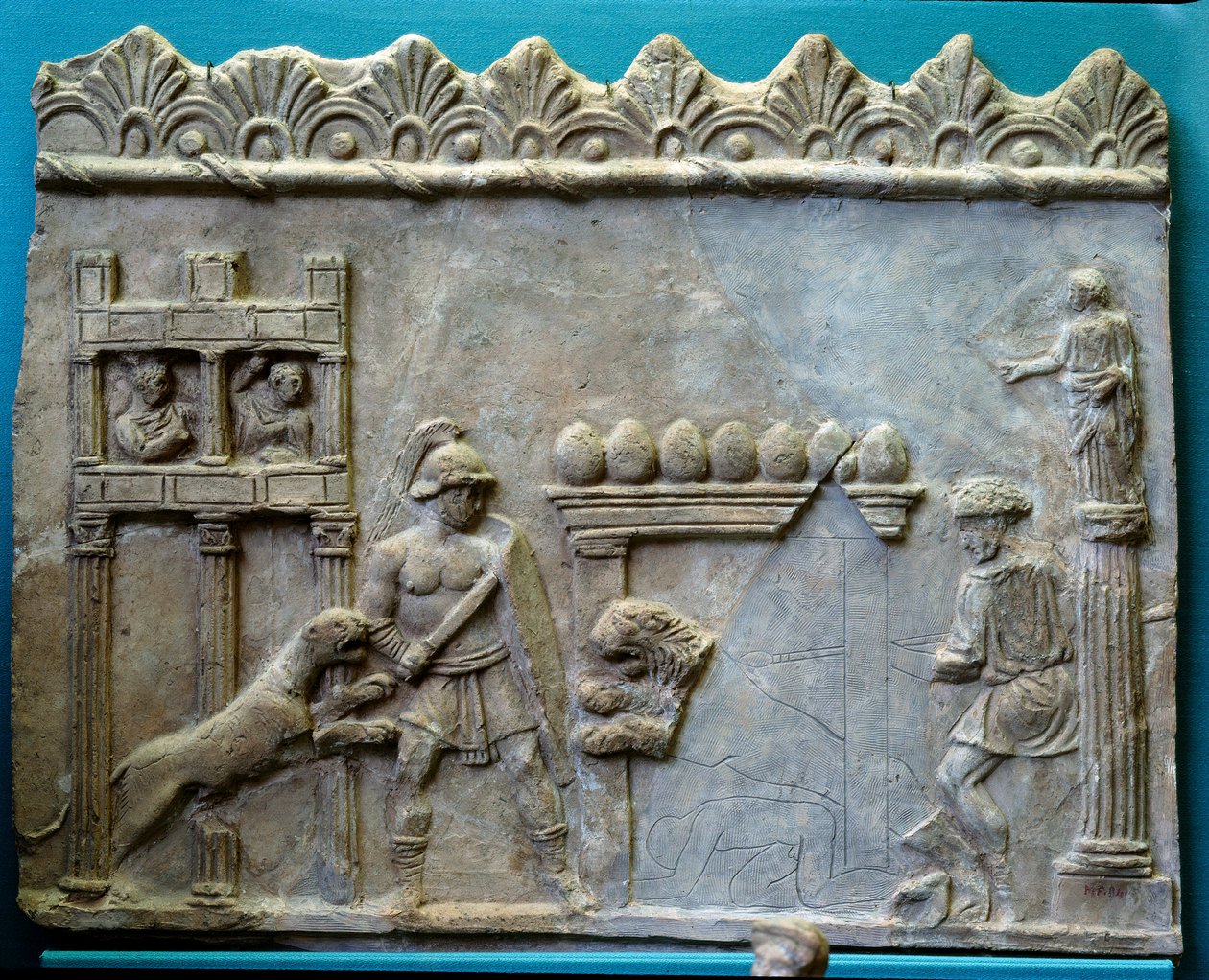 Roman Empire Art of Antiquitis. Venatio: Gladiator kamp mod udyrene. Skulptur af Roman